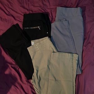 3 dress pants bundle. Black size 12 gray size 14 khaki/olive size m